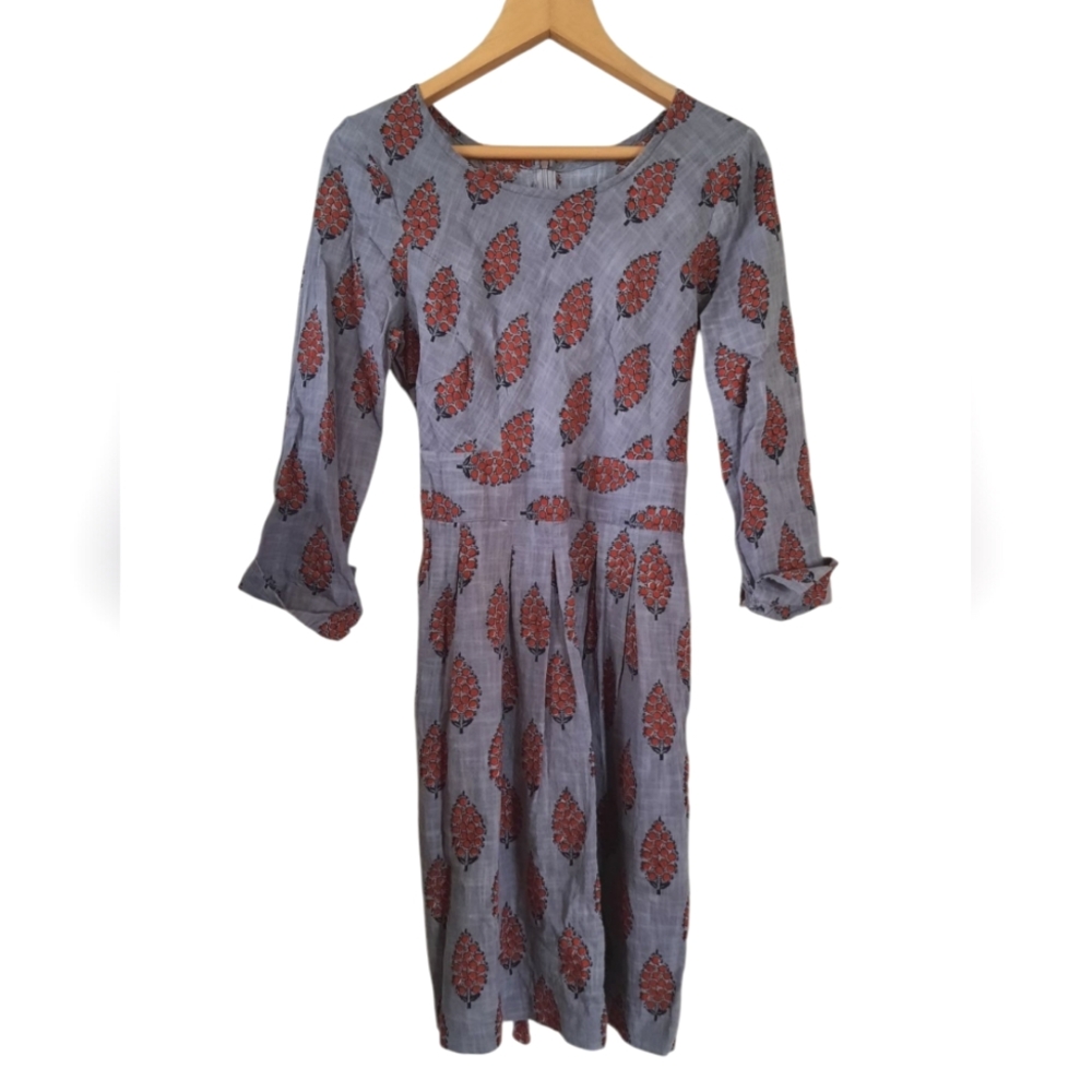 Gray & Red Lightweight Dress With Pockets